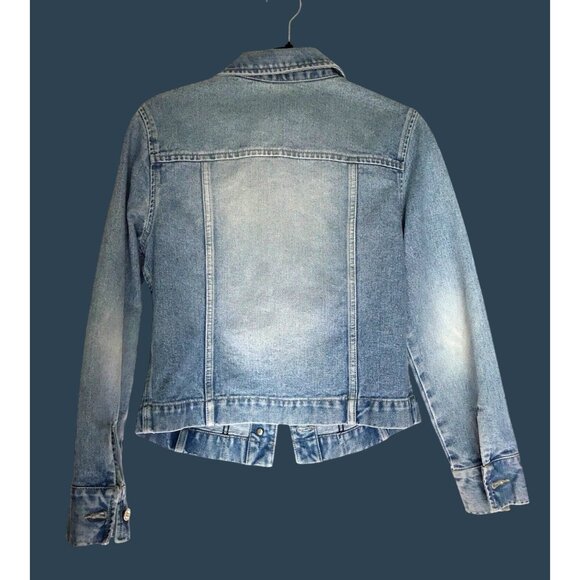 WOMENS LIGHT WASH DENIUM BUTTON DOWN JEAN JACKET SIZE MEDIUM - Picture 2 of 5